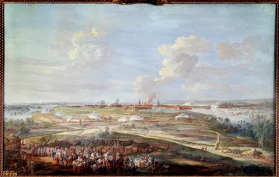 Vista del sitio de Menin por Luis XV del 28 de mayo al 4 de junio de 1744