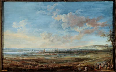 Guerra de Sucesión Austriaca (1741-1748): "Sitio de la ciudad de Maastricht por los Mariscales de Sajonia y Lowendal del 16 de abril al 10 de mayo de 1748". Gouache de Louis Nicolas Van Blarenberghe (1716-1794)
