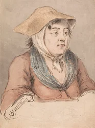 Mujer con blusón azul