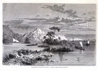 Vista interior de la Bahía de Chantaboun. 1874. Dibujo de Sabatier según el Sr. Mouhot. "Tour du monde"
