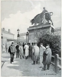 Huelguistas en el matadero de la Villette