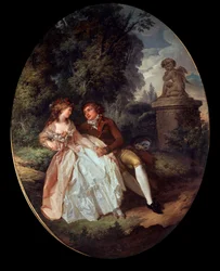 Escena galante (con Cupido). Pintura de Louis Trinquesse (1746-1800) siglo XVIII, Museo de Bellas Artes, Tours