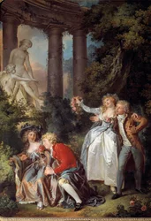 Escena galante de Venus en un paisaje romántico de ruinas antiguas