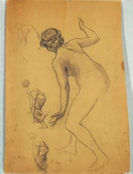 Estudio de figura desnuda inclinada