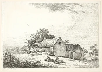 Escena de granja con niños atando leña