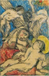 Virgen con niño y dos ángeles