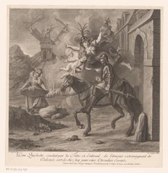 Don Quijote, acompañado de la Locura, sale de su casa para convertirse en caballero andante Don Quijote conduit par la Folie et embrasé de l