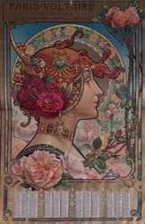 Calendario para 1901 para la tienda Paris-Voltaire, París, c.1900
