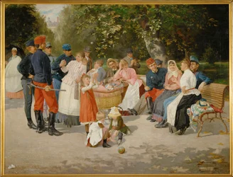 Niñeras en un parque ... (pintura sobre lienzo)