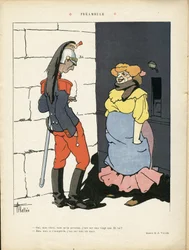 Ilustración de Louis Vallet (1856-1940) en Le Rire, 02/03/12 - Preámbulo - Armee, Prostitución