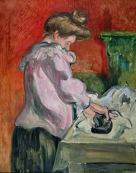 Una mujer planchando (óleo sobre lienzo)