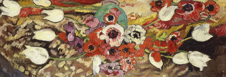 Anémonas y Tulipanes Blancos; Anemones et Tulipes Blanches