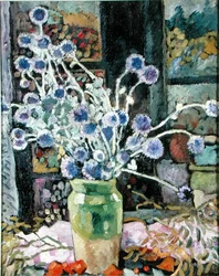 Ramo de flores en la ventana