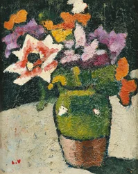 Flores en un jarrón; Ramo de flores en un jarrón