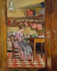 Madame Valtat en la cocina (óleo sobre lienzo)