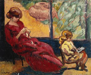 La Sra. Valtat Sewing y su hijo Jean; la Sra. Valtat Cousant y su hijo Jean