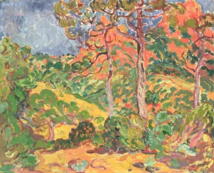 Sol entre los árboles, c.1908-09 (óleo sobre lienzo)