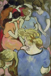 Las mujeres (óleo sobre papel extendido sobre tabla)