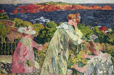 Tres mujeres en el balcón