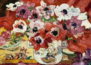 Jarrón de anémonas (óleo sobre lienzo)