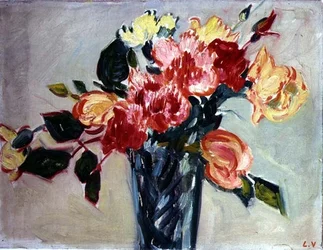 Jarrón de rosas (óleo sobre lienzo)