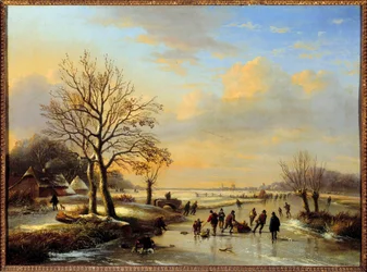 Patinadores. Pintura de Louis Verwee (1807-1877)