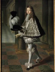 Retrato de cuerpo entero de Luis Alejandro de Borbón, conde de Toulouse en traje de novicio del Espíritu Santo