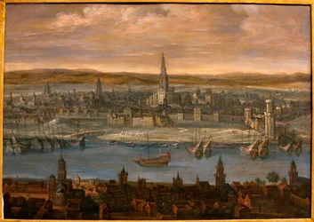 Vista de Sevilla - Pintura atribuida a Louis de Caulery (1580-1621), óleo sobre lienzo, principios del siglo XVII - Museo de Bellas Artes de Sevilla, España