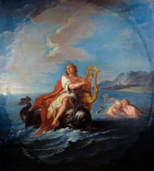 Arion tocando la lira. Arion de Methymne es un poeta griego del siglo VII a.C.