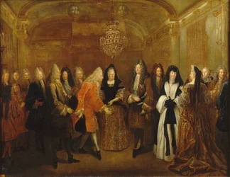 Luis XIV recibe al príncipe Augusto, el futuro rey de Polonia y elector de Sajonia, ca 1714