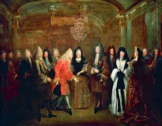 Luis XIV recibe al príncipe elector de Sajonia, Federico Augusto II, en Fontainebleau el 27 de septiembre
