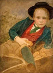 Estudio para un niño sentado en una carretilla, 1890