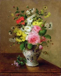 Naturaleza muerta con flores en un jarrón, c.1866