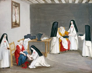 Abadía de Port-Royal des Champs, hermanas atendiendo a los enfermos, por Louise-Magdeleine Hortemels (1688-1767), Francia