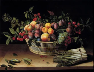 Bodegón con cesta de fruta