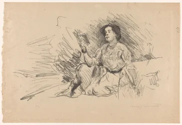 Chica lectora, sentada en el suelo
Chica de la lectura