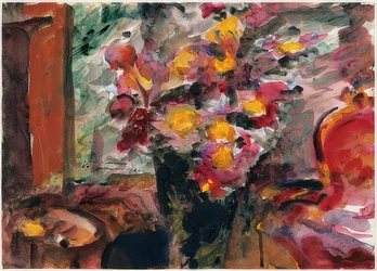 Jarrón de flores sobre una mesa. 1922