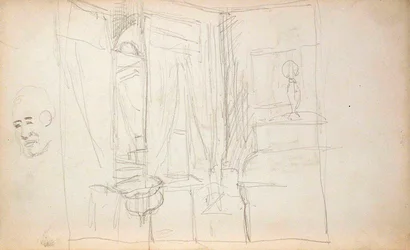 Hombre que guía a niños (recto), interior (verso)