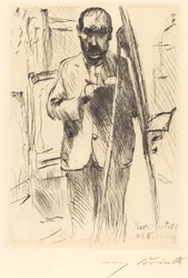 Autorretrato con caballete, 1918