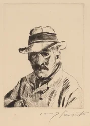 Autorretrato con sombrero de paja, busto