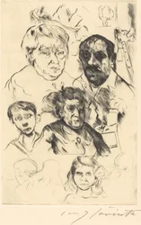 Verschiedene Köpfe und Selbstbildnis, 1915