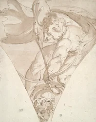 Apolo matando a la pitón, estudio para una enjuta en el Palazzo Antonio Doria (Palazzo della Prefettura), Génova