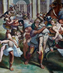 El rapto de las sabinas (siglo XVI), de Luca Cambiaso (1527-1585), fresco, Villa Imperiale, Génova, Liguria, Italia, detalle
