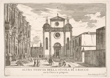 Vista de la fachada de la iglesia de San Roque y a la izquierda la fachada de la Escuela