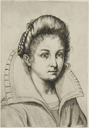 Busto Retrato de una Mujer con un Gran Collar, de Perfect School to Learn How to Draw the Entire Human Body