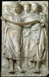 La cantoria o niños cantando en coro - Relieve de mármol, por Luca della Robbia (c.1400-1482), Quattrocento