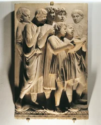 Laudate Eum in choro (Salmo 150, Laudate Dominum), panel con niños cantando