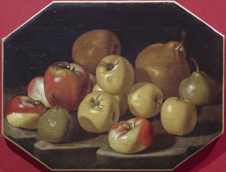 Naturaleza muerta con manzanas y peras