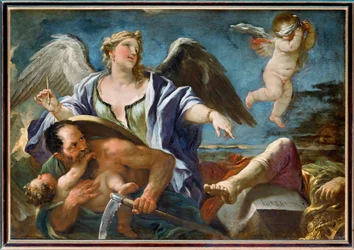 La Historia escribe los anales en el reverso del Tiempo (pintura sobre lienzo)