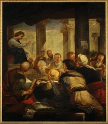 Jesús enseña a los doctores en el Templo (pintura sobre lienzo)